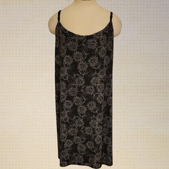 Floral Print Black Spaghetti Strap Slip Dress George 3X 22W 24W Stretch - Picture 1 of 7